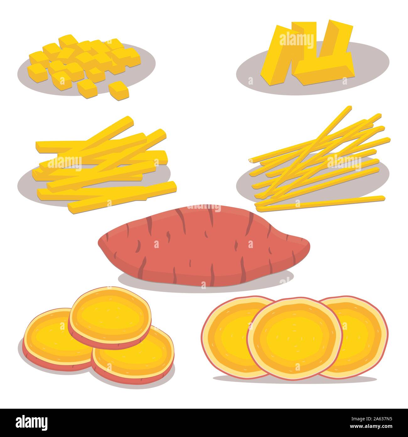 Abstract vector illustration logo pour l'ensemble de l'icône de la patate douce en tranches de légumes, aliments cuits au four. Est constituée de pommes de terre bouillies mûres compotée de nourriture, ste Illustration de Vecteur