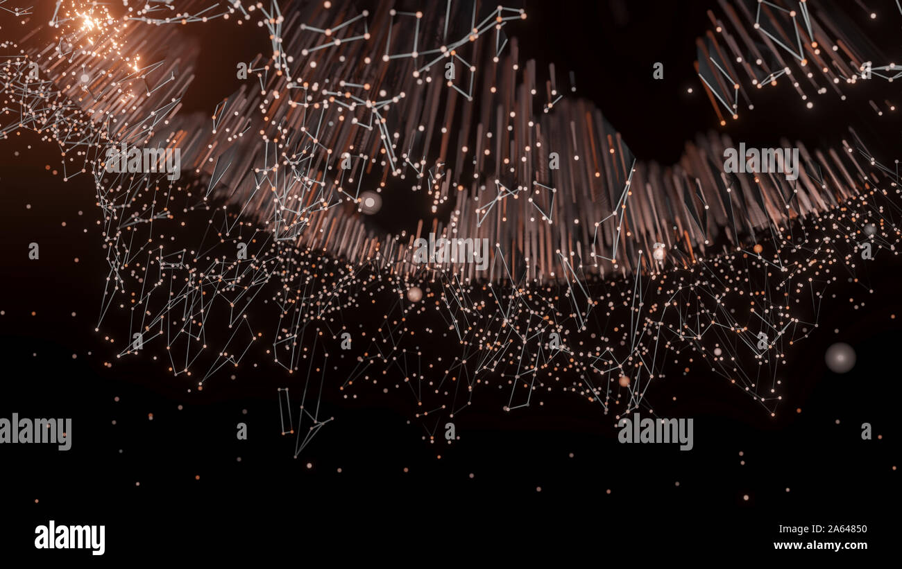 Lignes et points de connexion autour de Earth globe, technologie futuriste. 3D illustration Banque D'Images