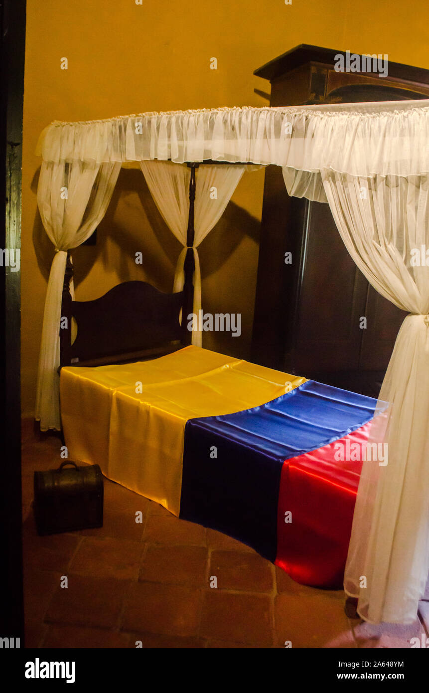 La pièce où Simon Bolivar est décédé à Quinta de San Pedro Alejandrino Banque D'Images