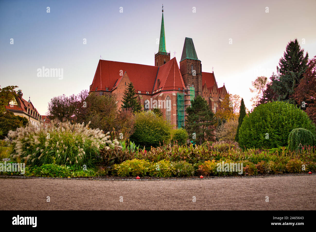 Jardin botanique de Wroclaw, Pologne. Le jardin a été construit de 1811 à 1816 à l'île de la cathédrale (Ostrow Tumski), la partie la plus ancienne de la ville. Banque D'Images