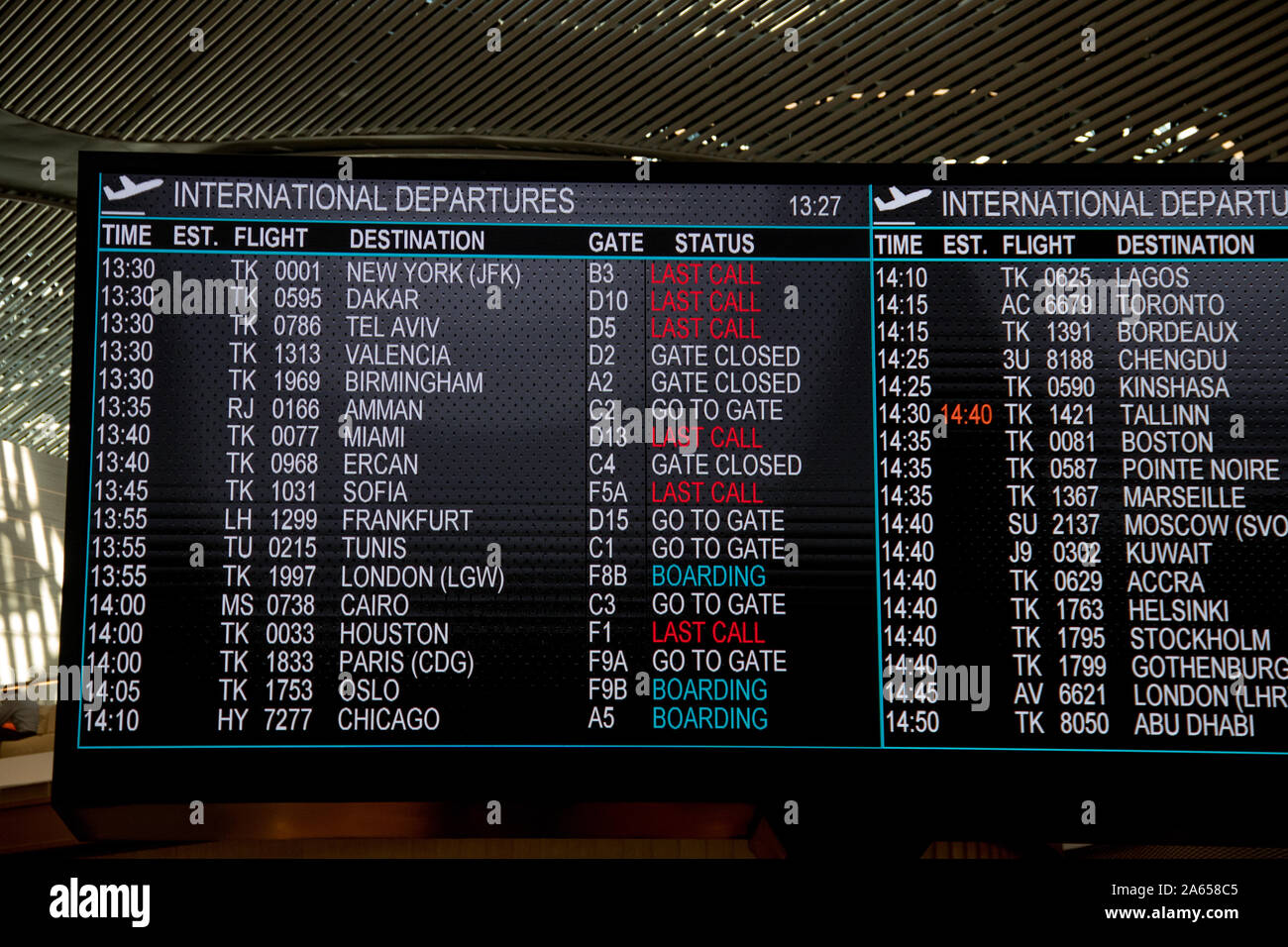 Horaires des vols Aéroport à nouveau l'aéroport d'Istanbul, Istanbul, Turquie Banque D'Images