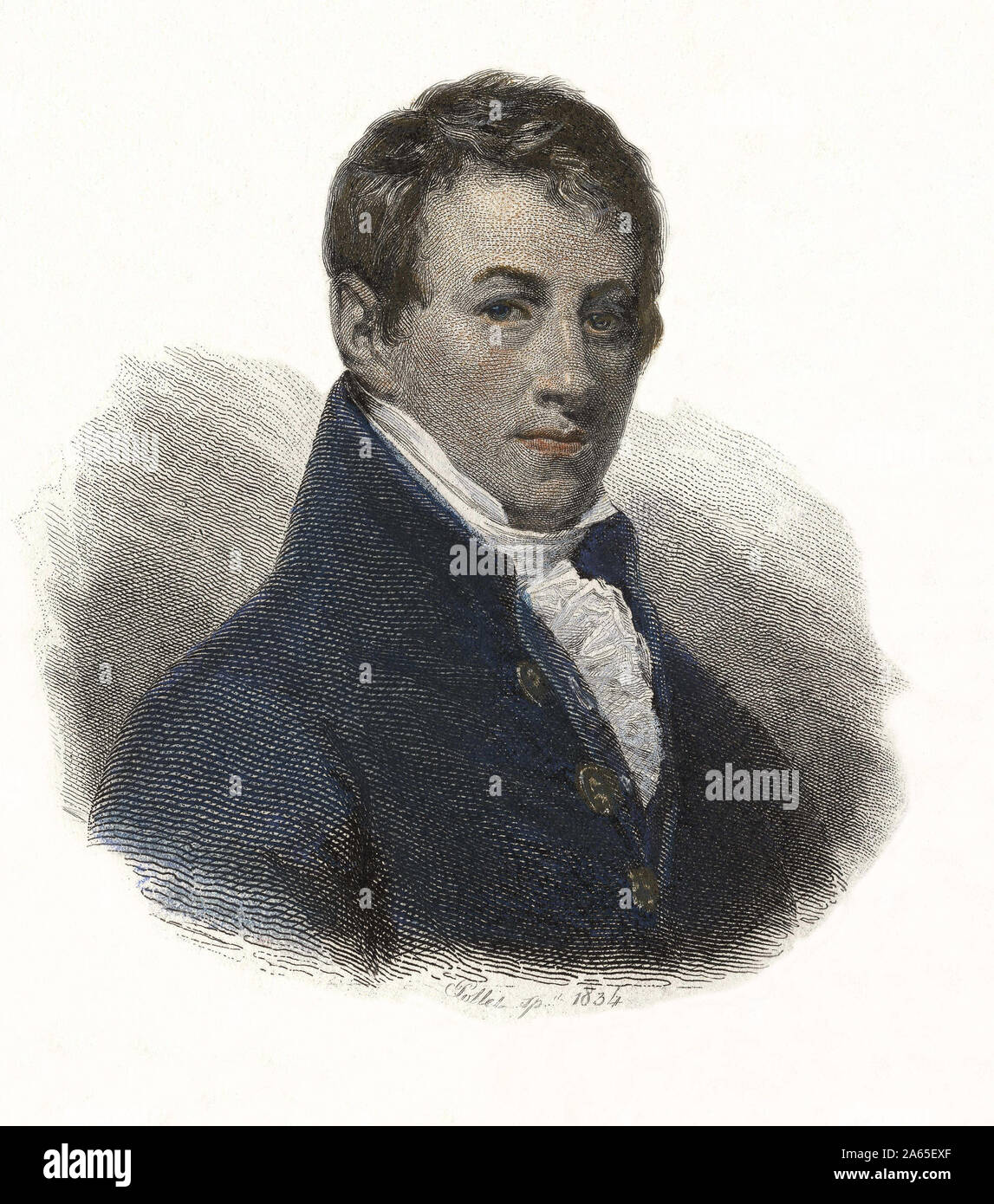 Portrait de Sir Humphry Davy (1778-1829), chimiste et physicien anglais. dans 'Portraits des hommes utiles', 1833-1836. Banque D'Images