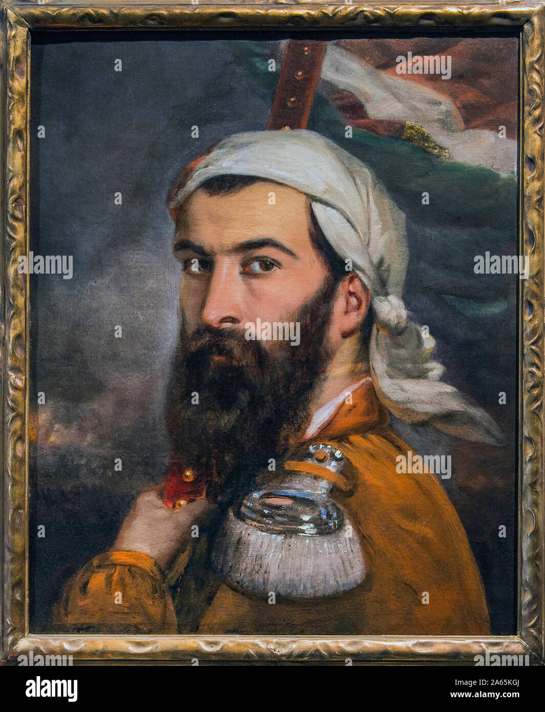 Giuseppe Garibaldi apres le combat de Morazzone 1848 - peinture de Auguste Estienne (1807 - 1882) Paris - Musee de l'Armee Banque D'Images