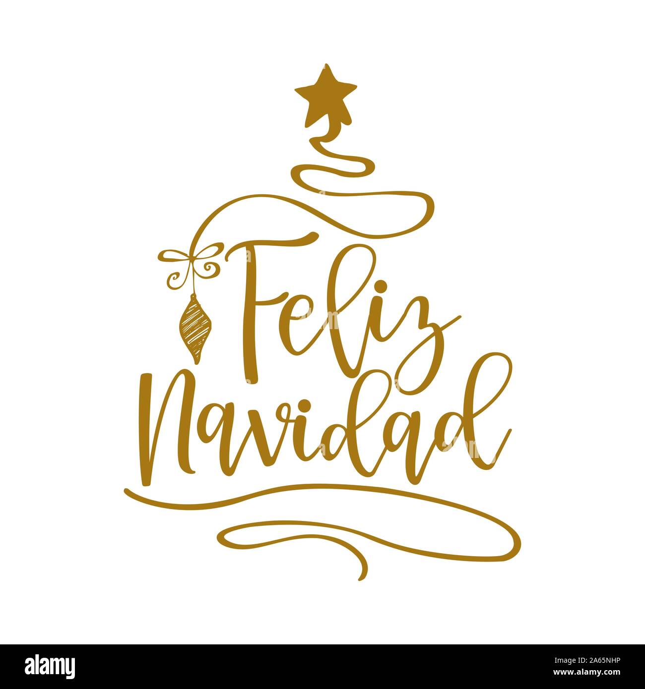 Feliz Navidad - expression calligraphie pour Noël. Lettrage dessiné à la main pour Noël cartes de voeux, invitations. Illustration de Vecteur