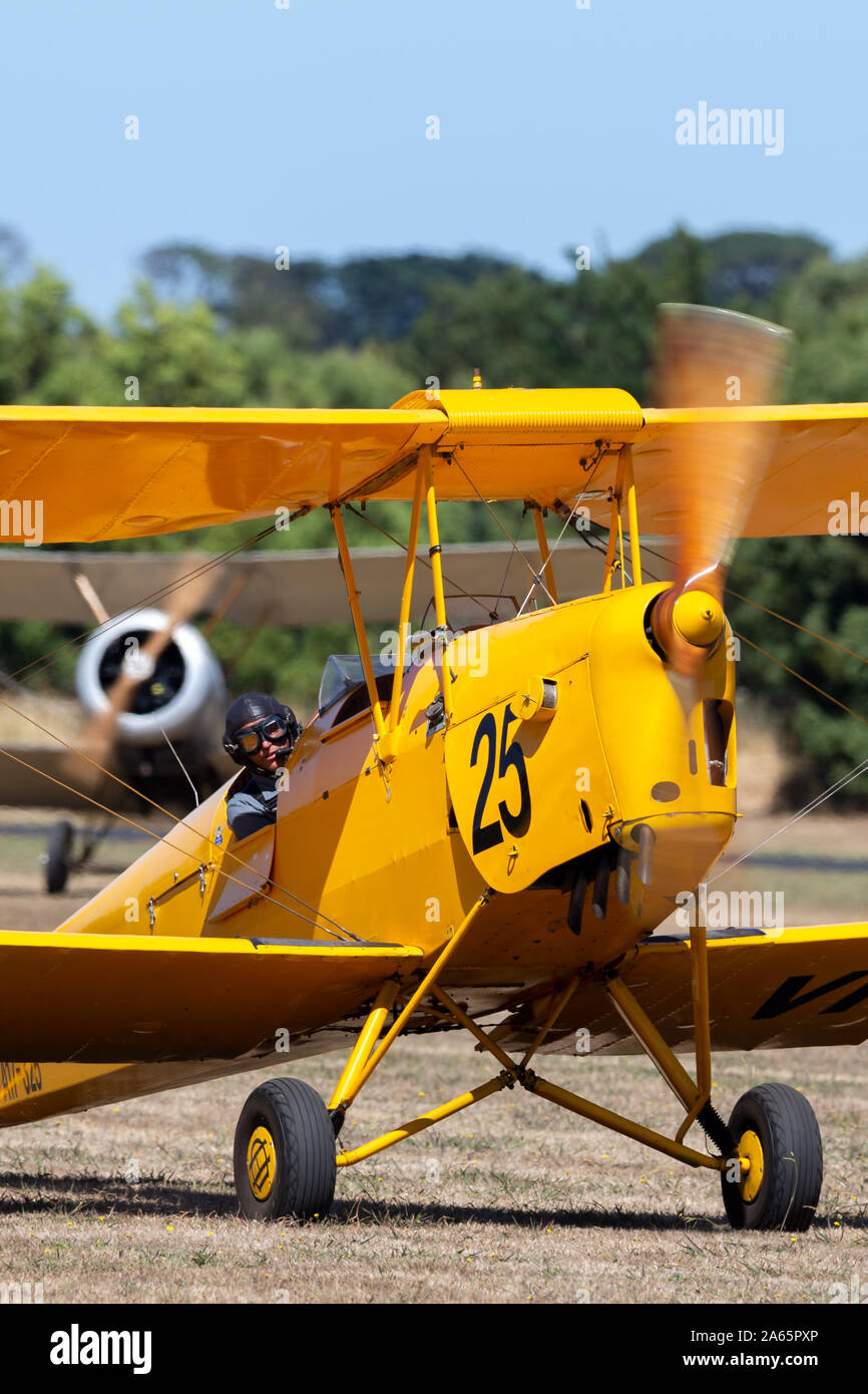 De Havilland DH-16 biplan vintage Tigermoth VH-AYI. Banque D'Images