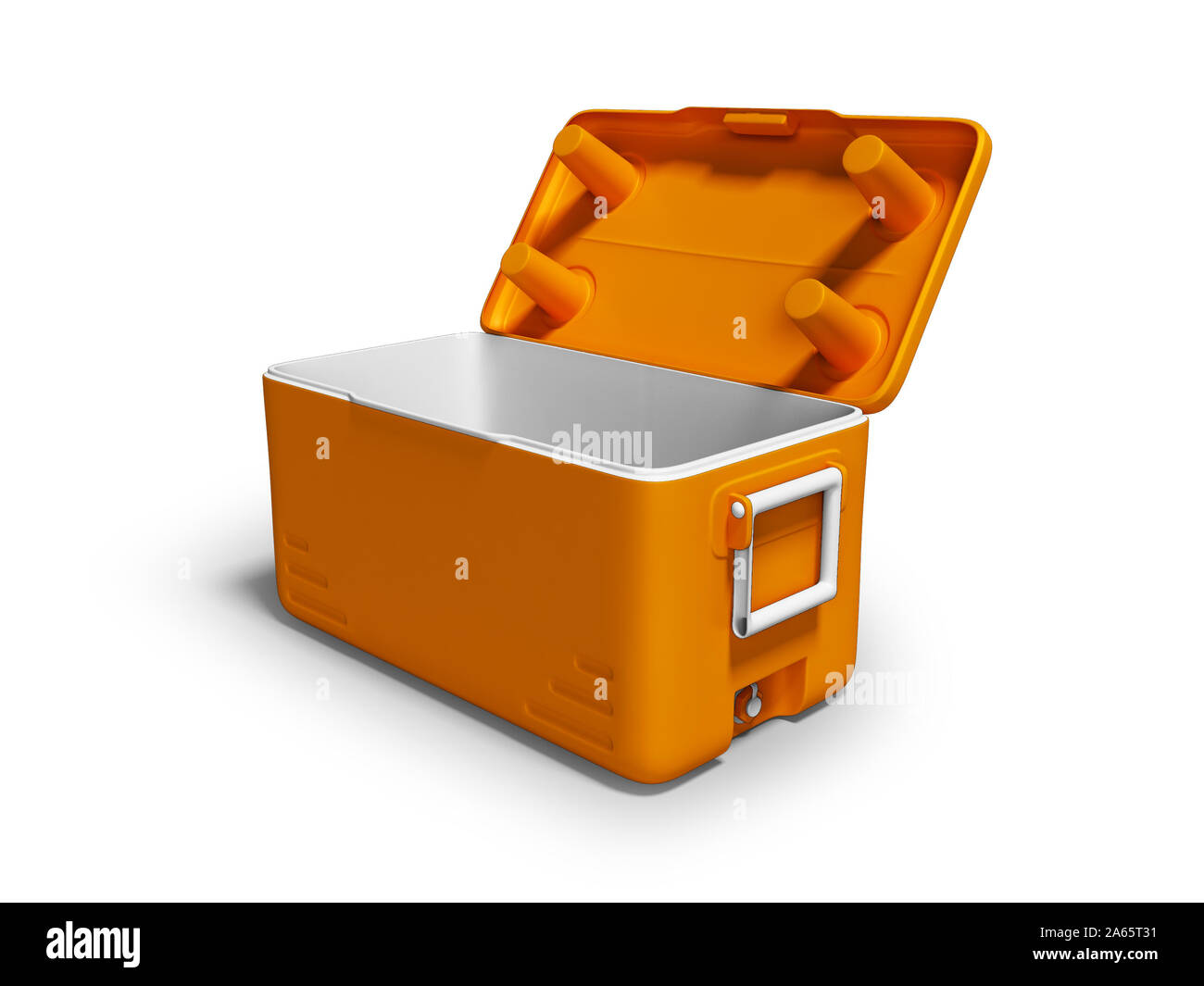 Frigo Orange open portable pour le refroidissement des boissons de 3D render isolé sur fond blanc avec ombre Banque D'Images