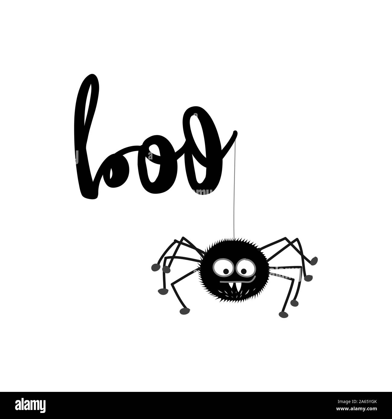 Boo - Halloween spider les surimpressions, les étiquettes de lettrage design. Badge rétro. Isolé à la main avec l'emblème de devis. Halloween party signe/logo. scrap b Illustration de Vecteur