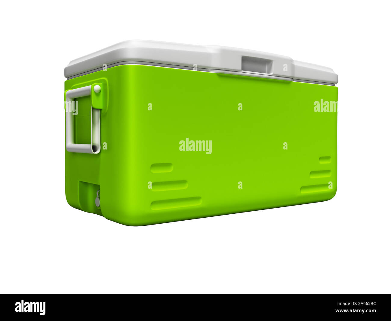 Réfrigérateur portable vert pour les boissons 3D render isolé sur fond blanc aucune ombre Banque D'Images