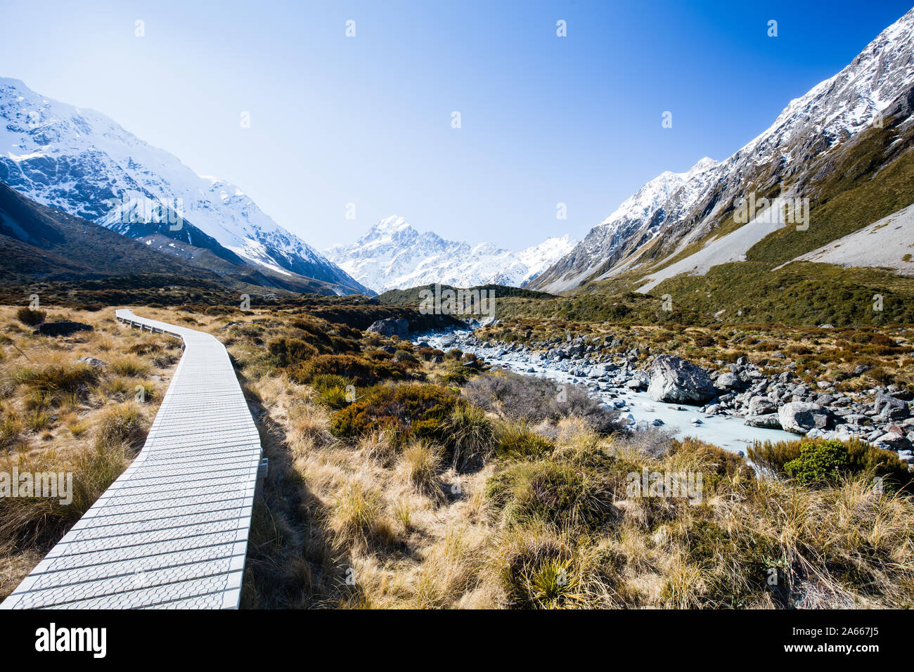 Hooker Valley Track Mt Cook Nouvelle Zélande Banque D'Images