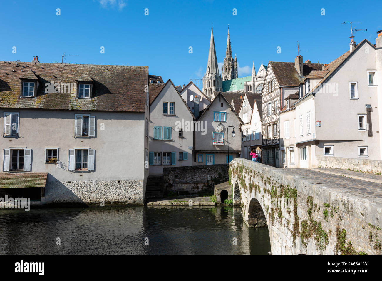 Ancien pont sur l'Eure, Chartres, France, Eure-et-Loire Banque D'Images Ancien pont sur l'Eure, Chartres, France, Eure-et-Loire Banque D'Images