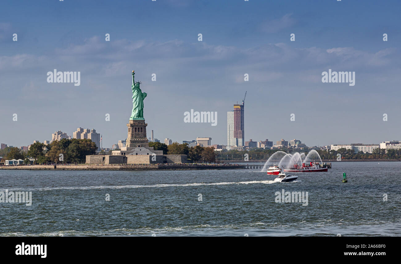 Statue de la liberté vu de la Staten Island Ferry Banque D'Images