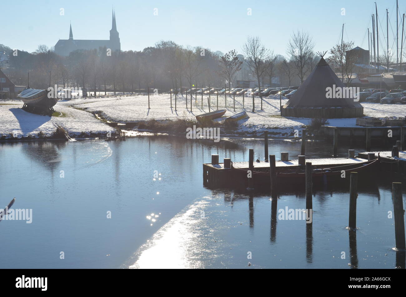 Les bateaux vikings de Roskilde Pont Musée Banque D'Images