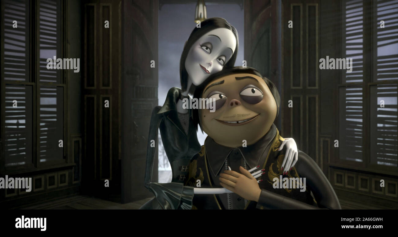 La famille Addams est un Américain 2019 ordinateur 3D-comédie animée horror film basé sur la bande dessinée du même nom de Charles Addams. Le film est réalisé par Conrad Vernon et Greg Tiernan, et les étoiles les voix d'Oscar Isaac, Charlize Theron, Chloë Grace Moretz, Finn Wolfhard, Nick Kroll, Snoop Dogg, Bette Midler, et Allison Janney. Cette photographie est fourni pour un usage éditorial uniquement et est l'auteur du film company et/ou de l'espace attribué par le photographe ou film société de production. Banque D'Images