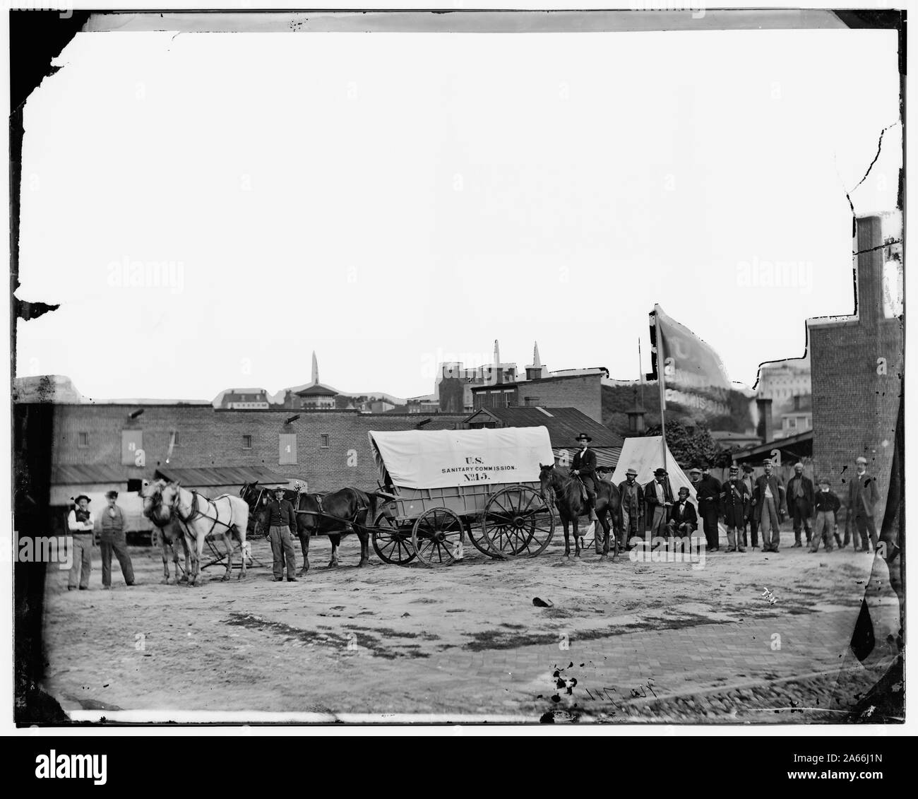 Washington, D.C. les wagons de secours sur le terrain et les travailleurs des États-Unis Commission sanitaire Résumé : Guerre civile sélectionné des photographies, 1861-1865 Banque D'Images