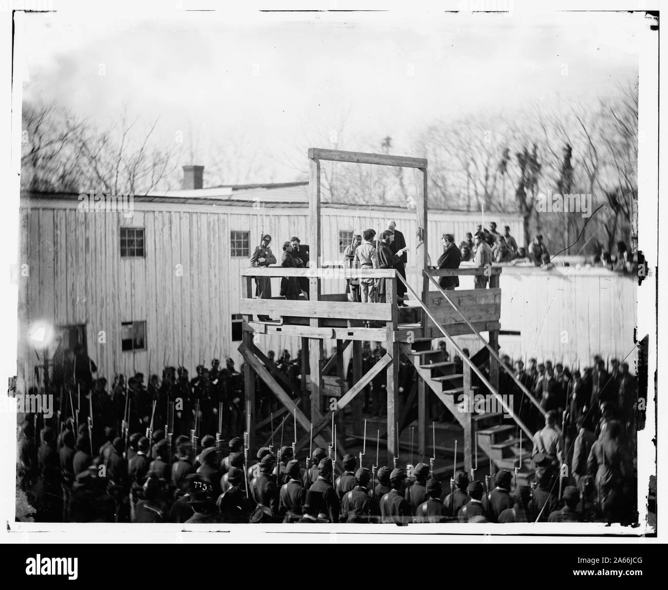 Washington, D.C. La lecture de l'arrêt de mort sur l'échafaud à Wirz Banque D'Images