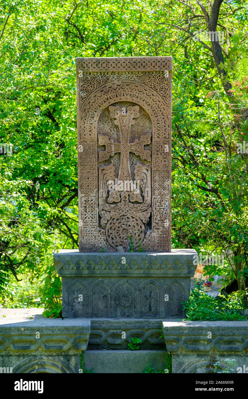 Khachar à Sanahin Monastère, UNESCO World Heritage Site, Alaverdi, Lori Province, l'Arménie Banque D'Images