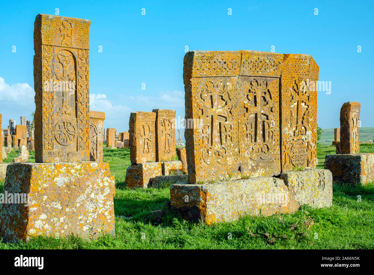 Khachars historique à Noratous Noratous (Noraduz, cimetière), Gegharkunik, Province de l'Arménie Banque D'Images
