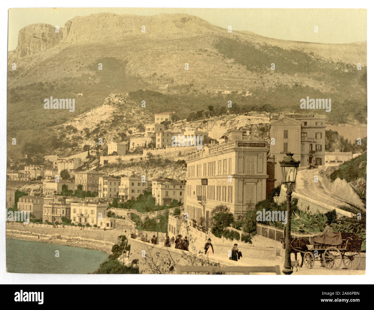Waterfront, Monte Carlo, Monaco (Riviera) ; 1207 écrit au crayon à l'arrière de l'imprimer. ; Banque D'Images