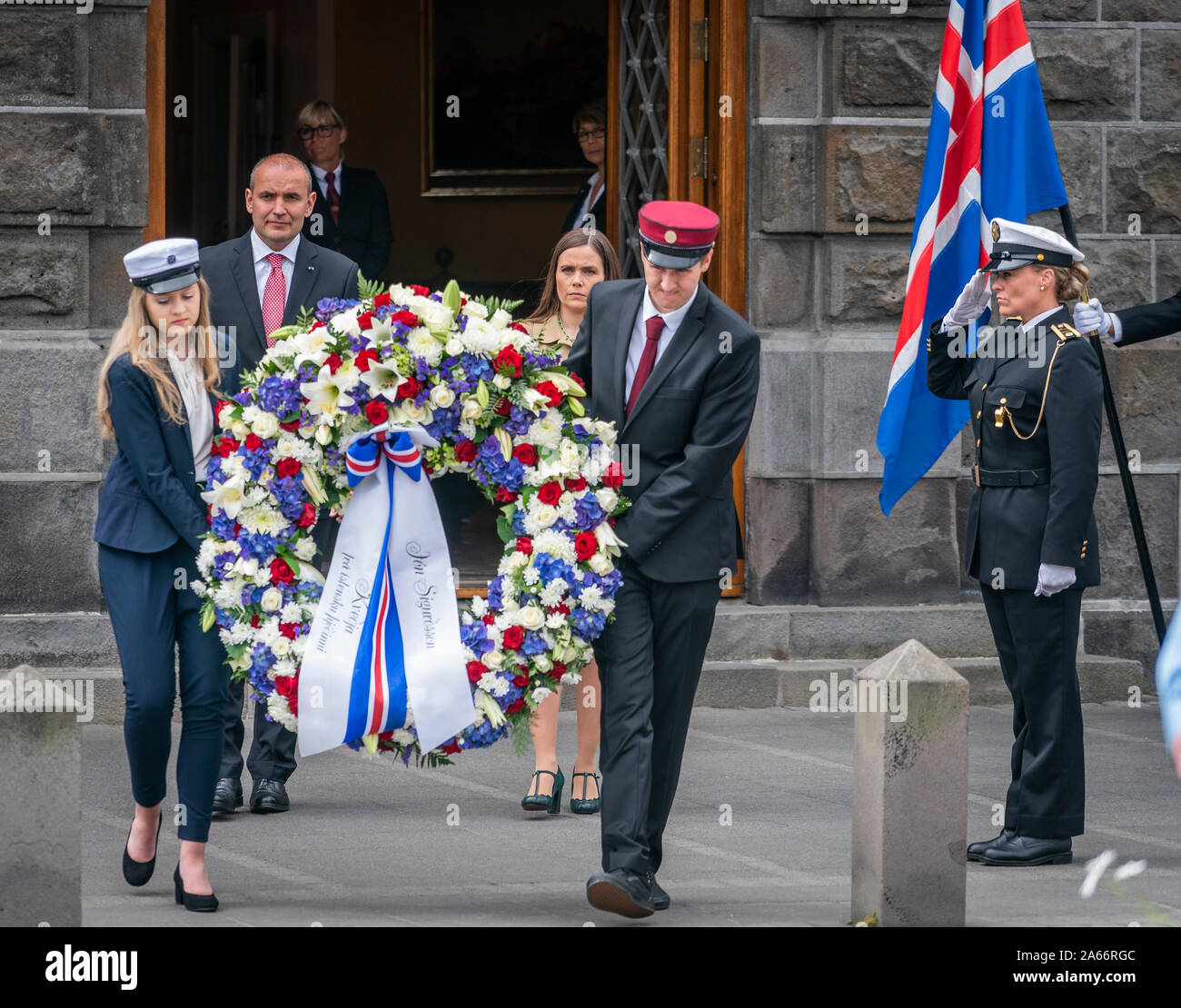 Célébrer le 17 juin, jour de l'indépendance de l'Islande, Reykjavik, Islande Banque D'Images