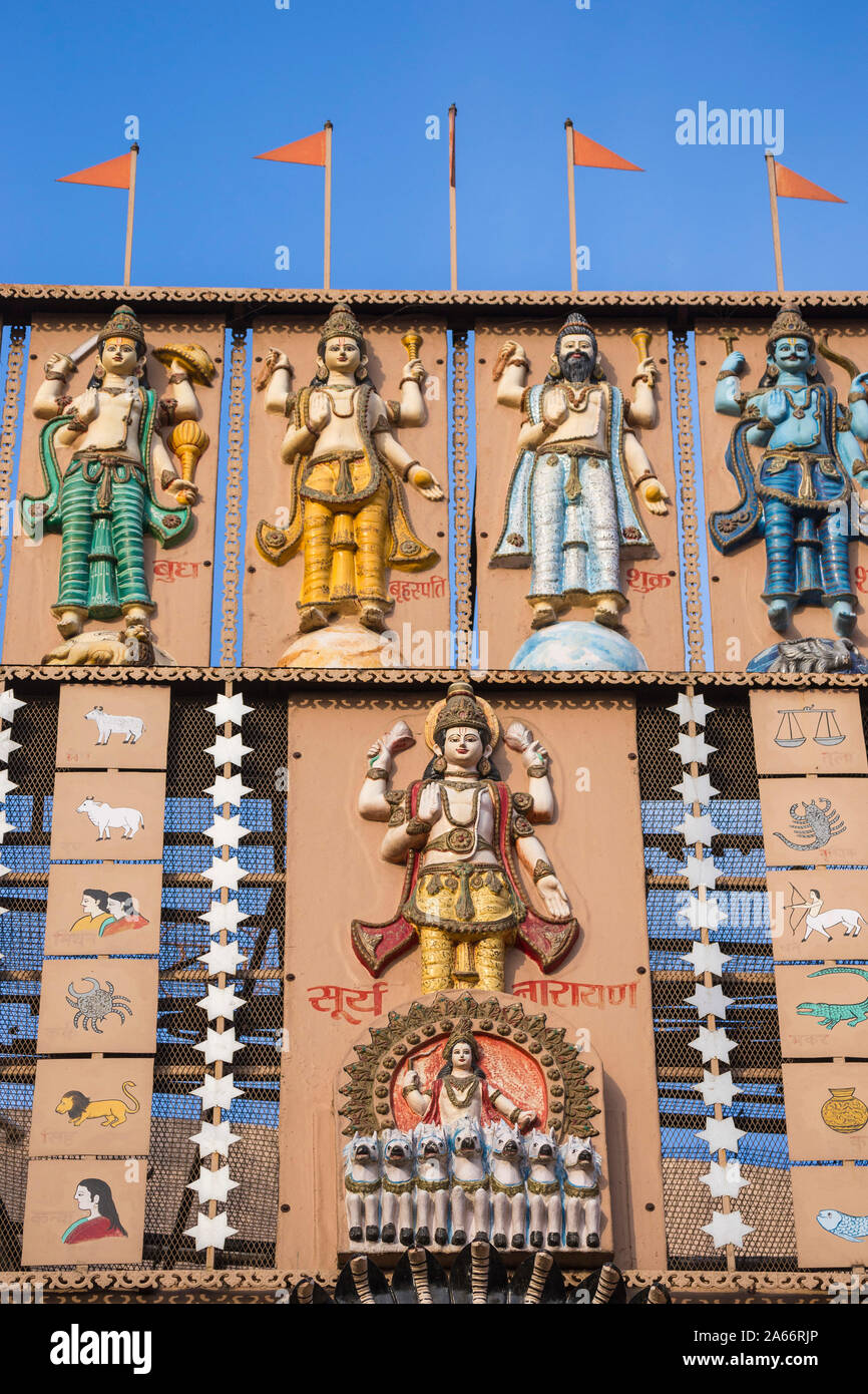 L'Inde, Uttar Pradesh, Varanasi, Dashashwamedh Ghat, Shri Ram Temple Banque D'Images
