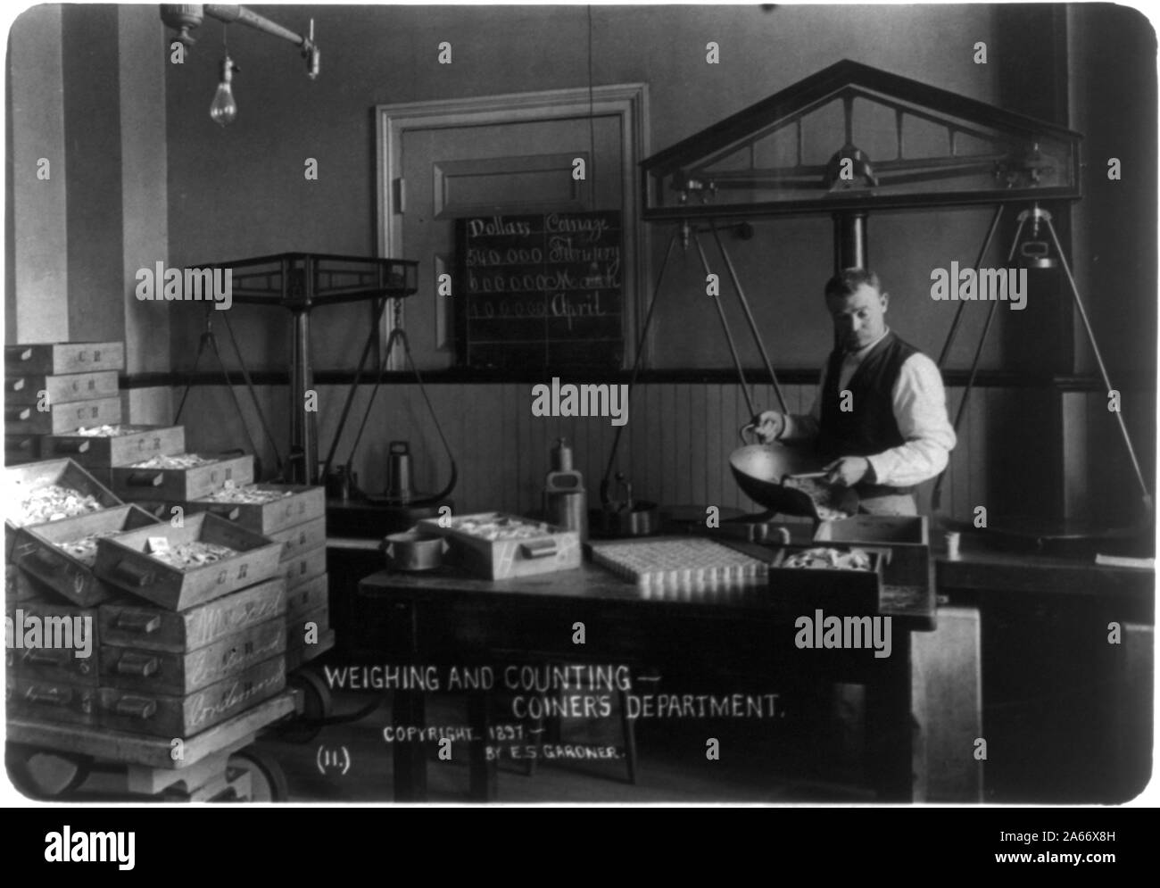 - Comptage et pesage Coiner's Department [à la menthe à la Nouvelle Orléans, Louisiane)] Banque D'Images