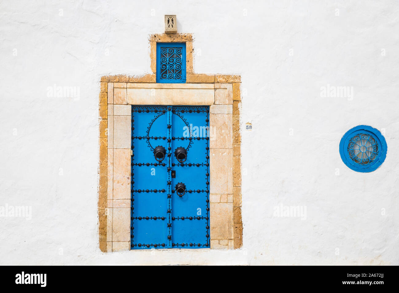 La Tunisie, pittoresque village blanc de Sidi Bou Said Banque D'Images