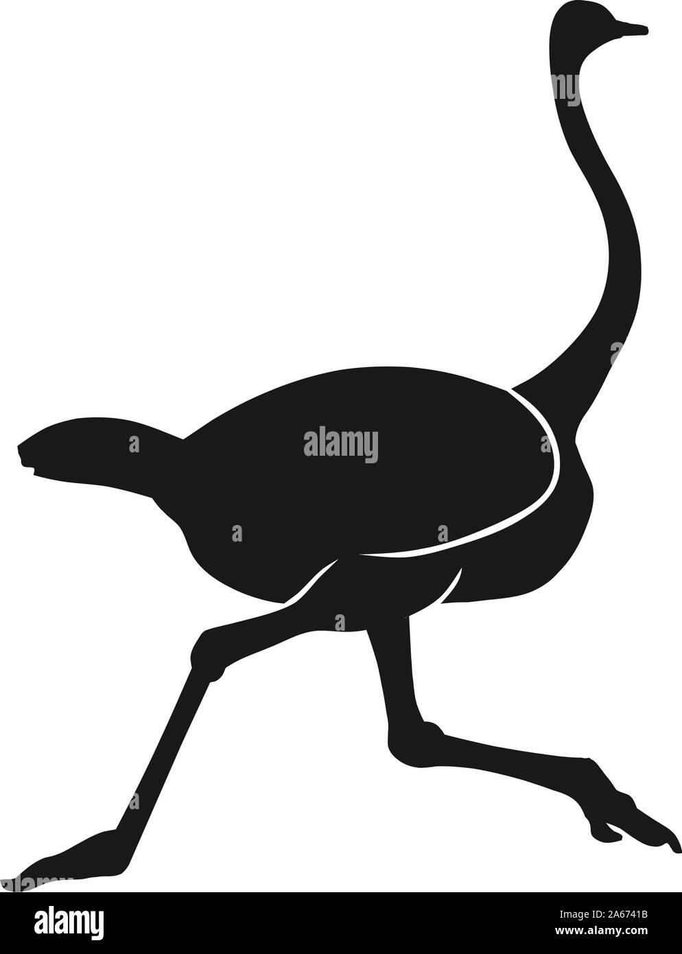 Silhouette tournant autruche noir sur fond blanc. Vector illustration Illustration de Vecteur