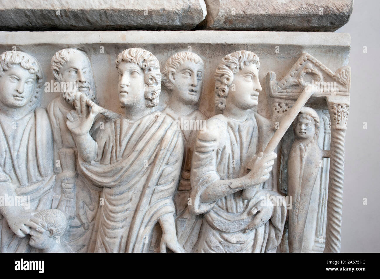 Italie, Rome, Palazzo Massimo alle terme, Musée National Romain, sarcophage de Marcus Claudianus (4e siècle après J.-C.), scènes d'ancien et nouveau testament Banque D'Images