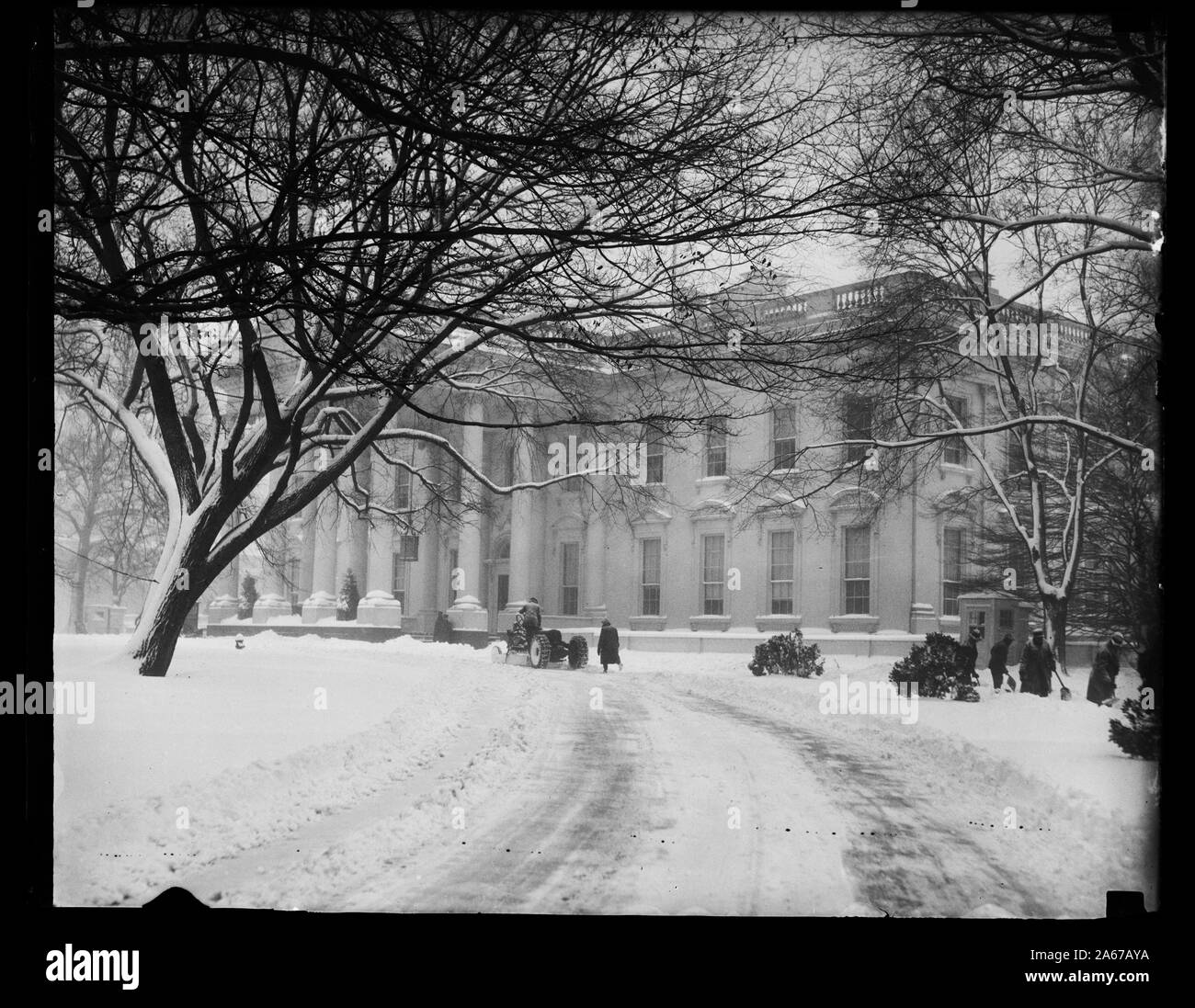 Maison blanche dans la neige, Washington, D.C. Banque D'Images
