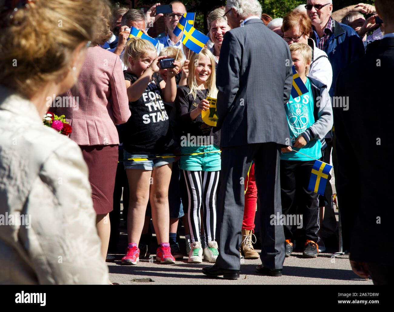 La reine Silvia et le Roi Carl XVI Gustaf est rendue en vertu de l'Östergötland Eriksgata du roi après 40 ans sur le trône. Jeppe Photo Gustafsson Banque D'Images