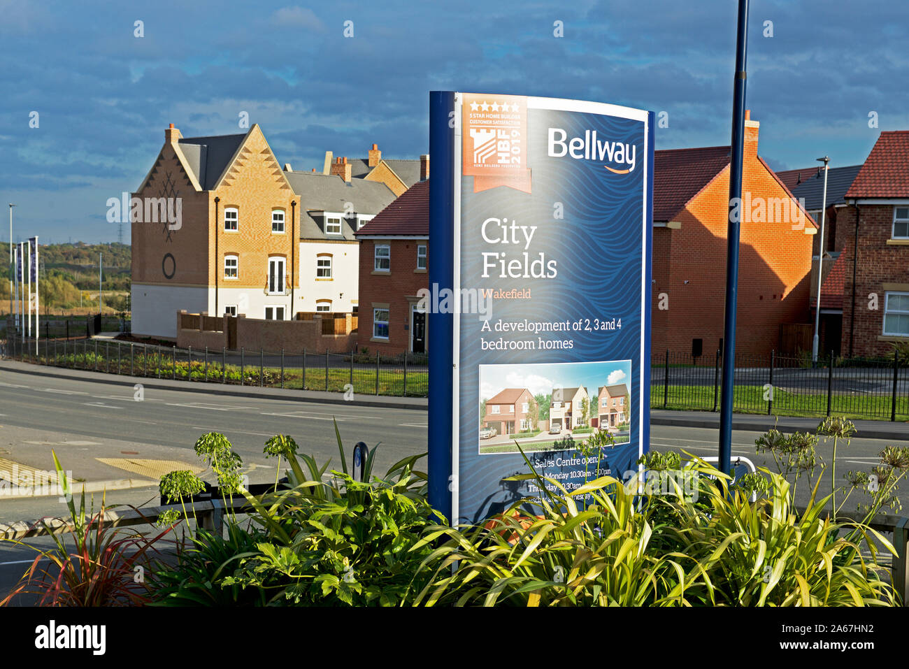 Développement de nouveaux logements - les terrains de la ville - à Wakefield, West Yorkshire, England UK Banque D'Images