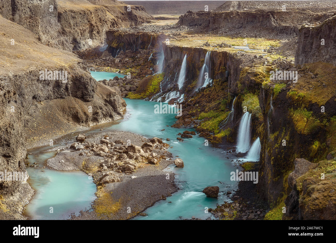 Sigoldugljufur, un Canyon avec des cascades en Islande Banque D'Images