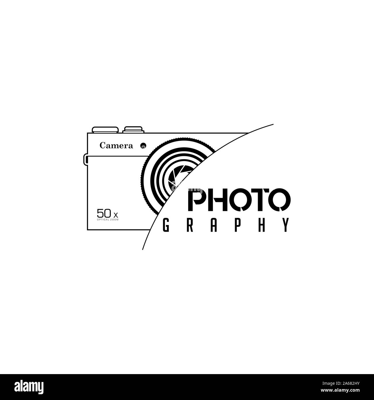 La photographie de l'appareil photo de poche art Ligne icône logo Vector Banque D'Images