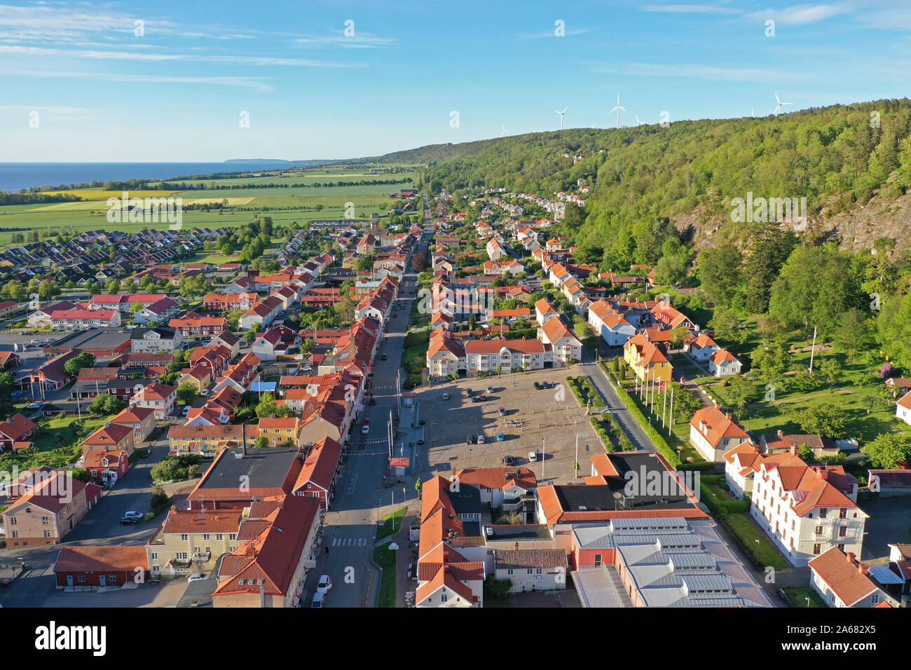 Vue sur la place à Gränna.Photo Jeppe Gustafsson Banque D'Images