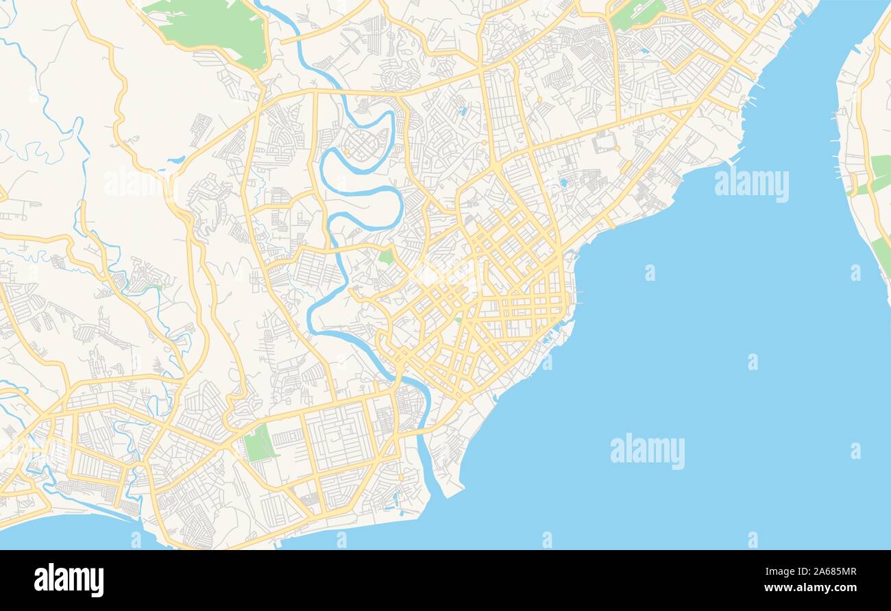 Version imprimable La carte des rues de la ville de Davao, Philippines, Davao del Sur. Modèle de carte pour un usage en entreprise. Illustration de Vecteur