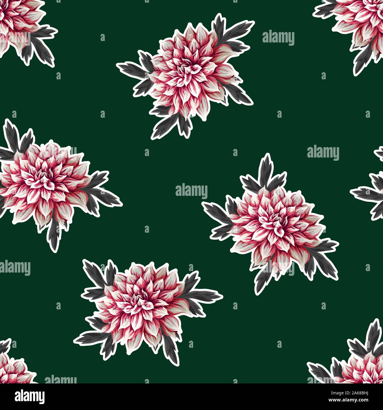 Modèle sans couture avec dahlia fleurs. Vector Illustration de Vecteur