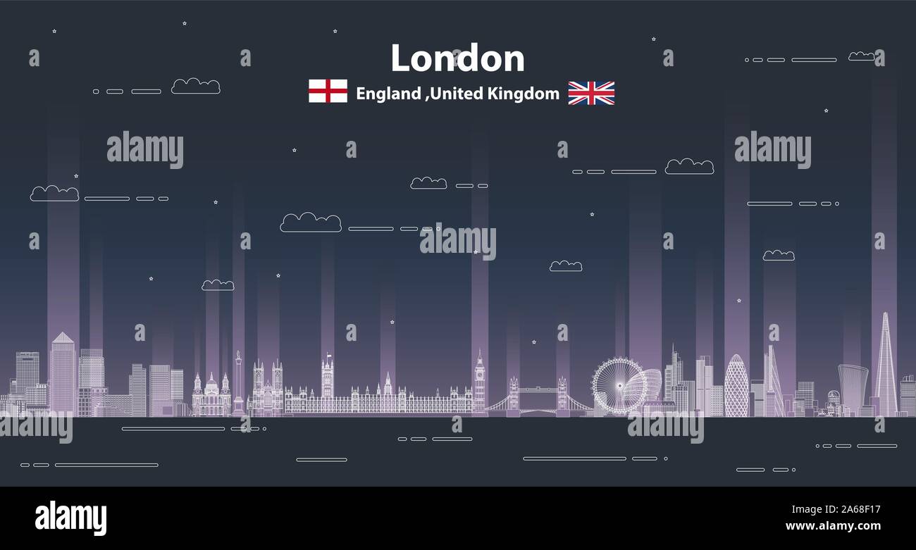 Cityscape London art vecteur ligne style illustration détaillée. Arrière-plan de voyage Illustration de Vecteur
