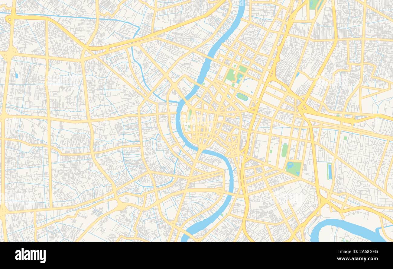 Version imprimable La carte des rues de Bangkok, Thaïlande. Modèle de carte pour un usage en entreprise. Illustration de Vecteur