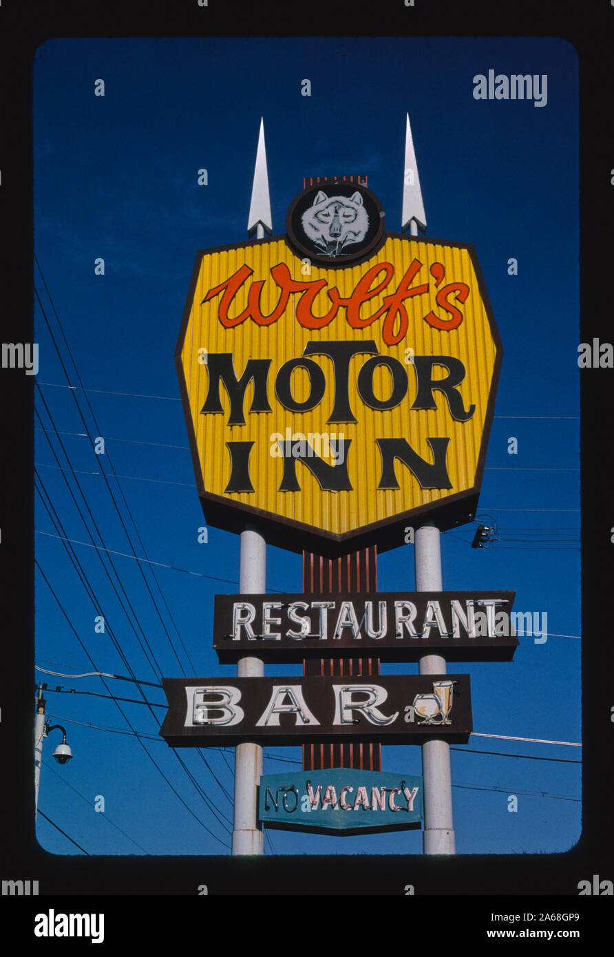 Wolf's Motor Inn signe, Aurora, Colorado Banque D'Images