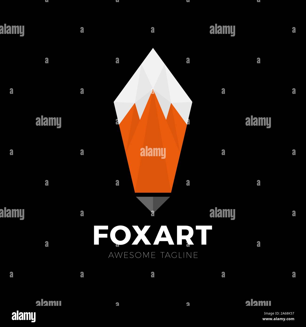 Queue de Renard crayon Art et technologie Carte de points de code pin pour la navigation de l'app. Logo Vector modèle. Illustration de Vecteur