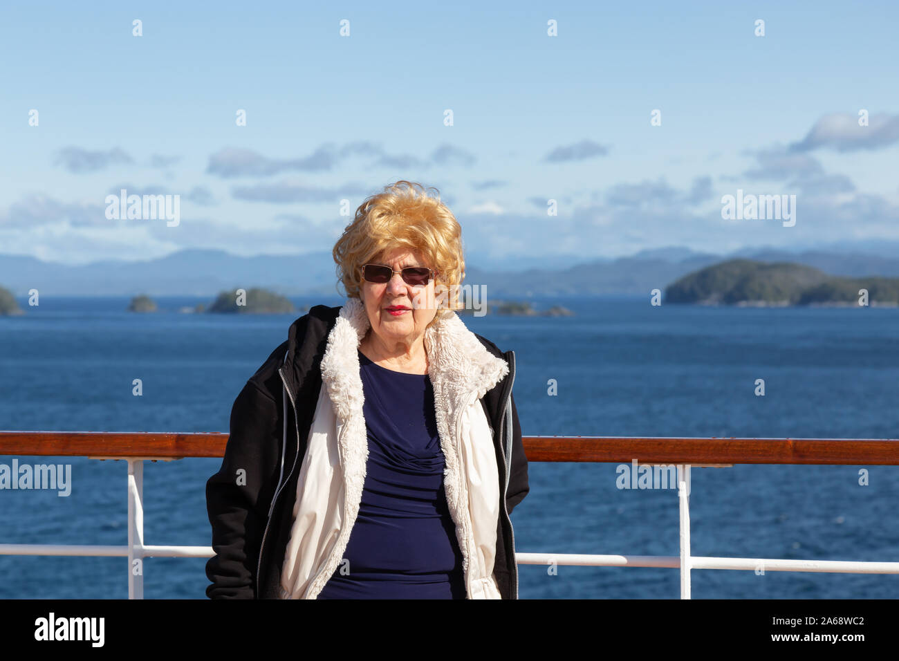L'île de Vancouver, Colombie-Britannique, Canada - le 27 septembre 2019 : sur un bateau de croisière pendant une journée ensoleillée. Banque D'Images