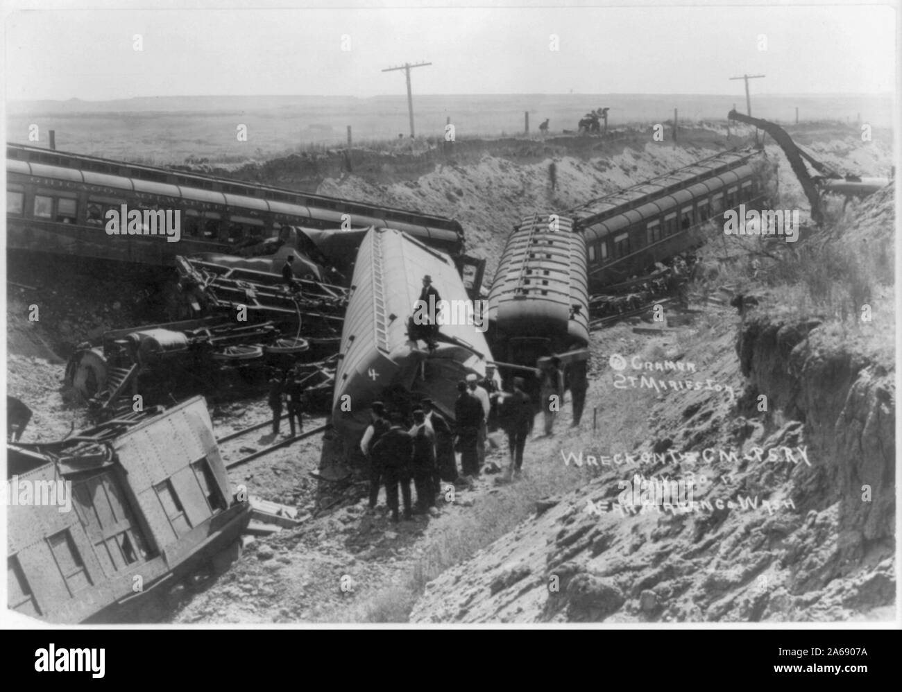 Coup sur la CM & PSRY [Chicago, Milwaukee et Puget Sound] chemin de fer, le 30 mai 1911, près de Marengo, Wash. Banque D'Images