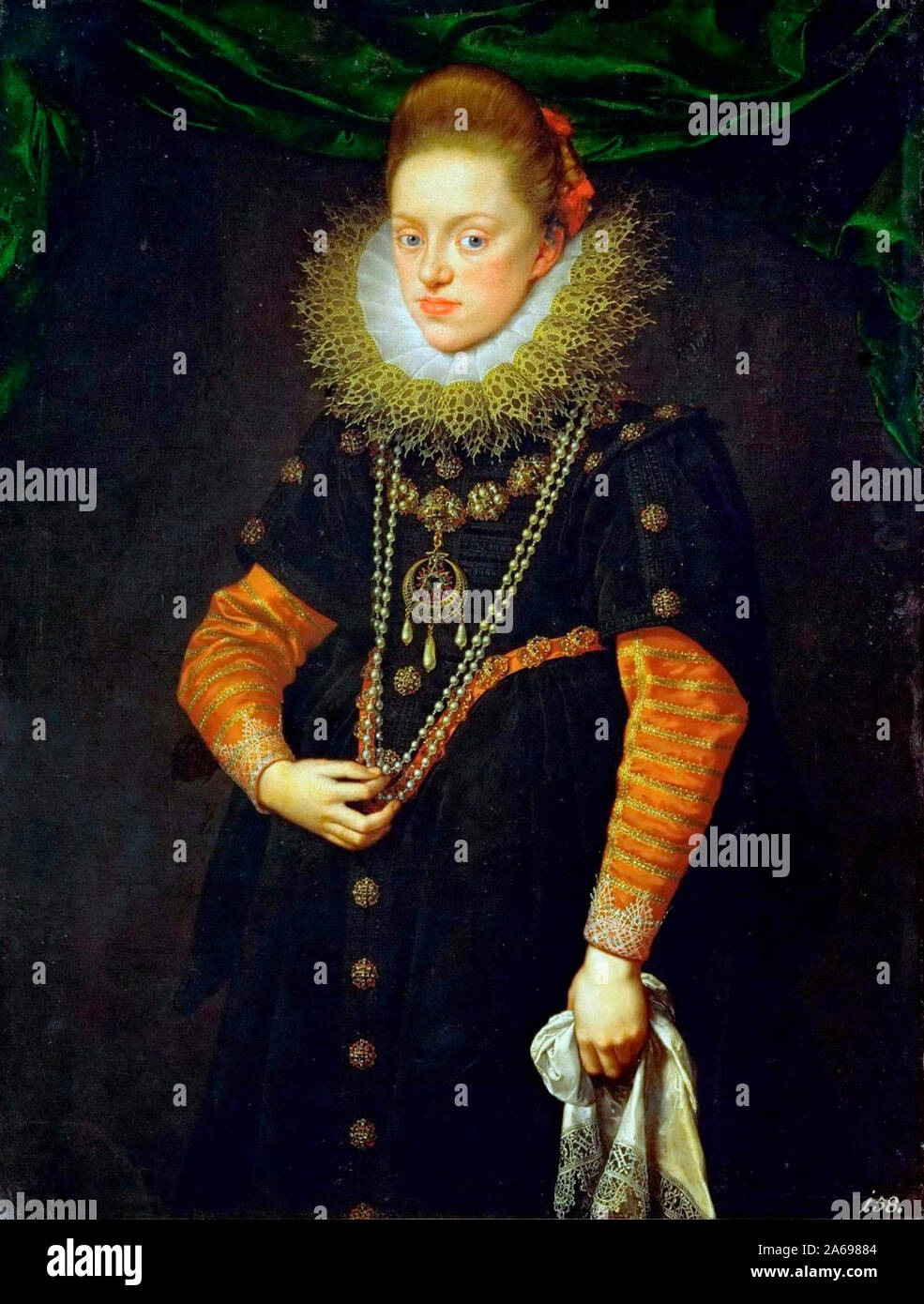 L'archiduchesse Konstanze (1588-1631), Reine de Pologne en robe noire - van de Velde le jeune, vers 1603 Banque D'Images