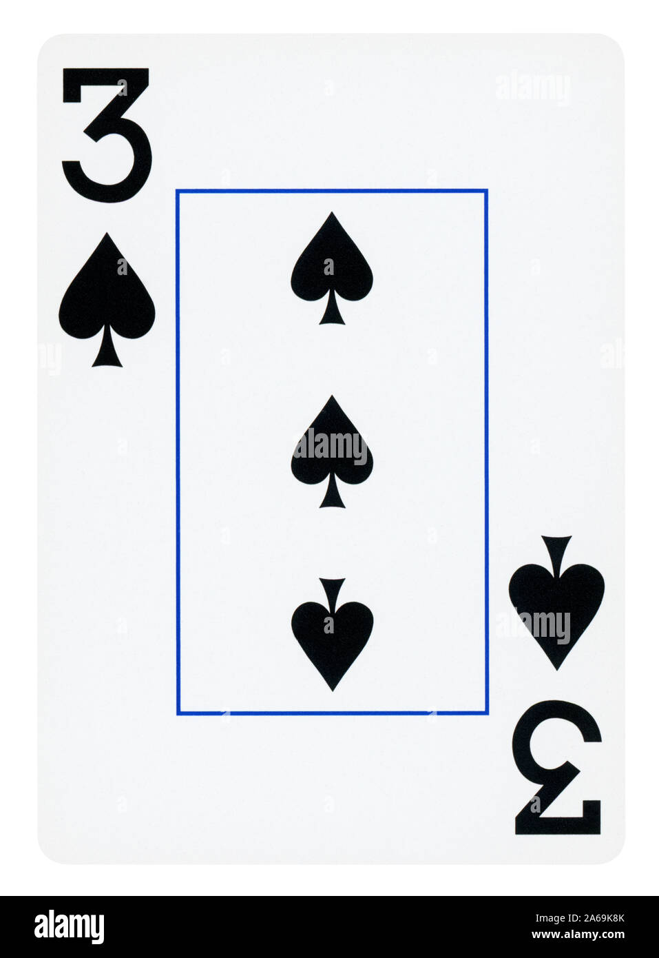 Trois de pique jeu de carte - isolated on white Banque D'Images