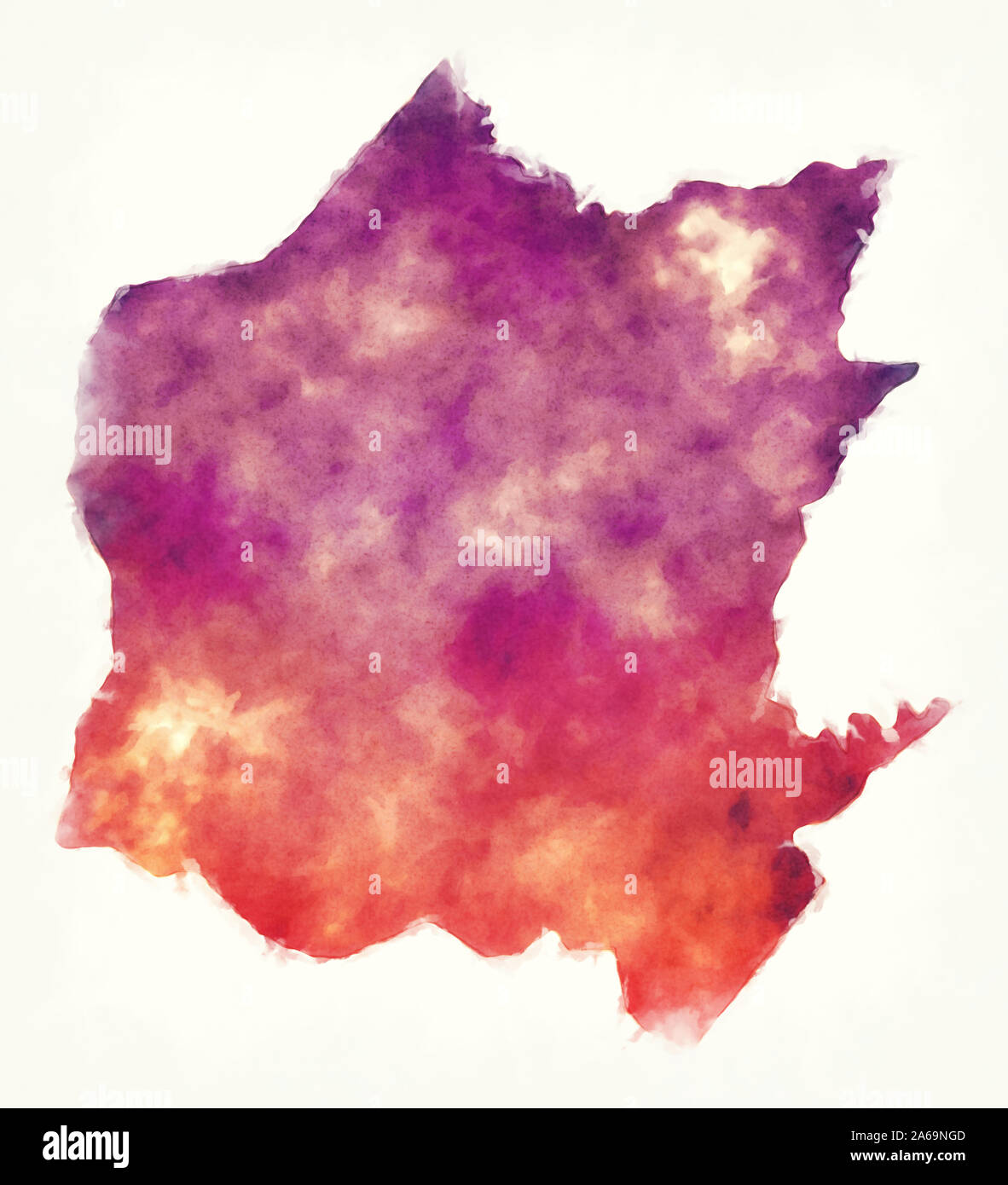 Le gouvernorat de Ninive aquarelle carte de l'Iraq Banque D'Images