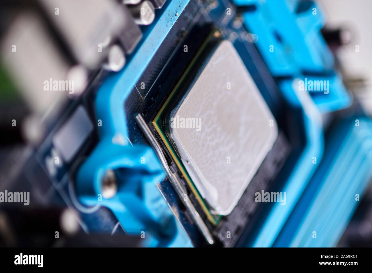 Macro Photographie Carte mère informatique en détail près. Banque D'Images