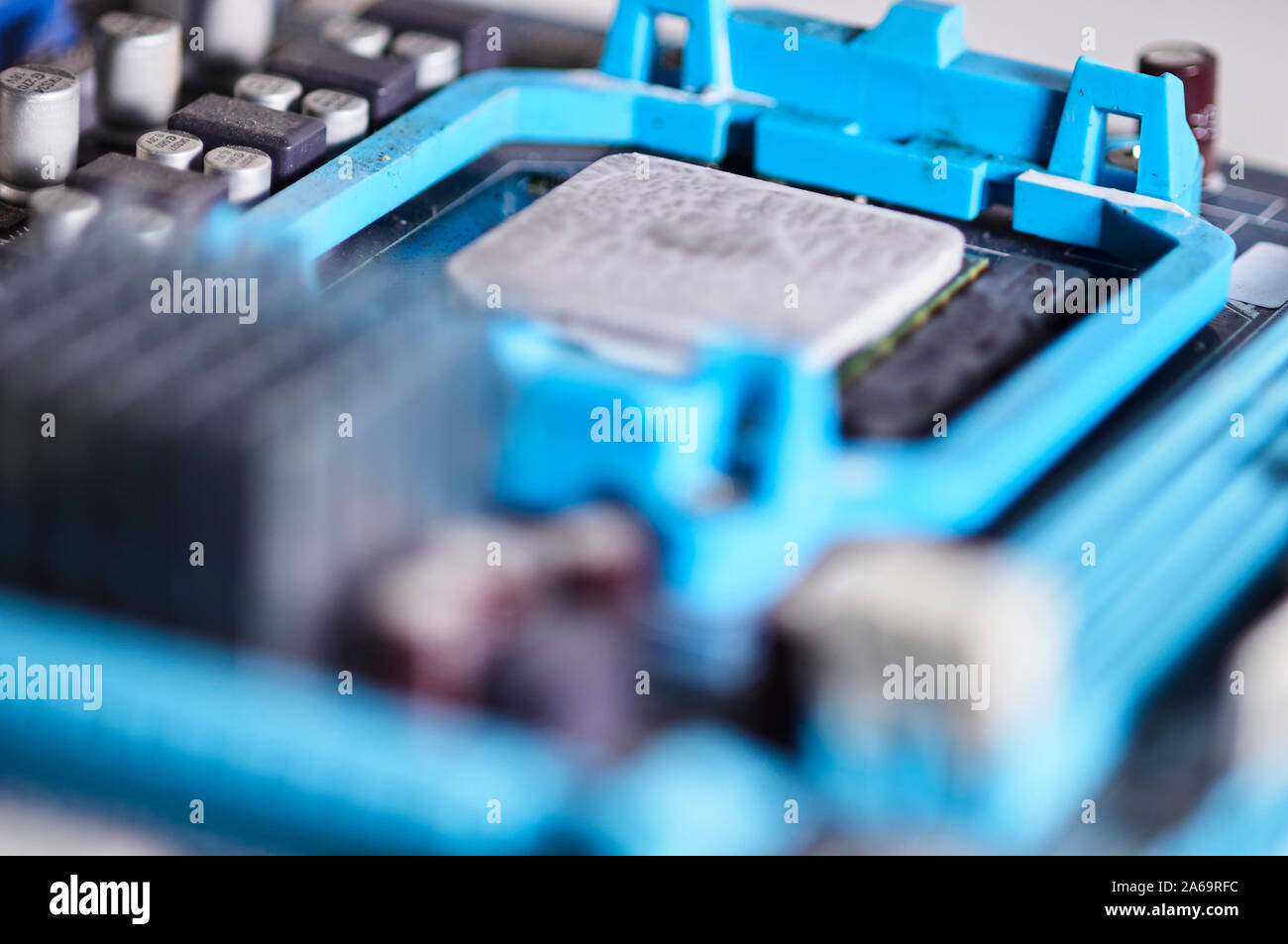 Macro Photographie Carte mère informatique en détail près. Banque D'Images