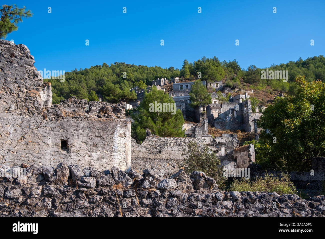 Le village grec abandonné de Kayakoy, Fethiye, Turquie. Ghost Town Kayakoy. Banque D'Images