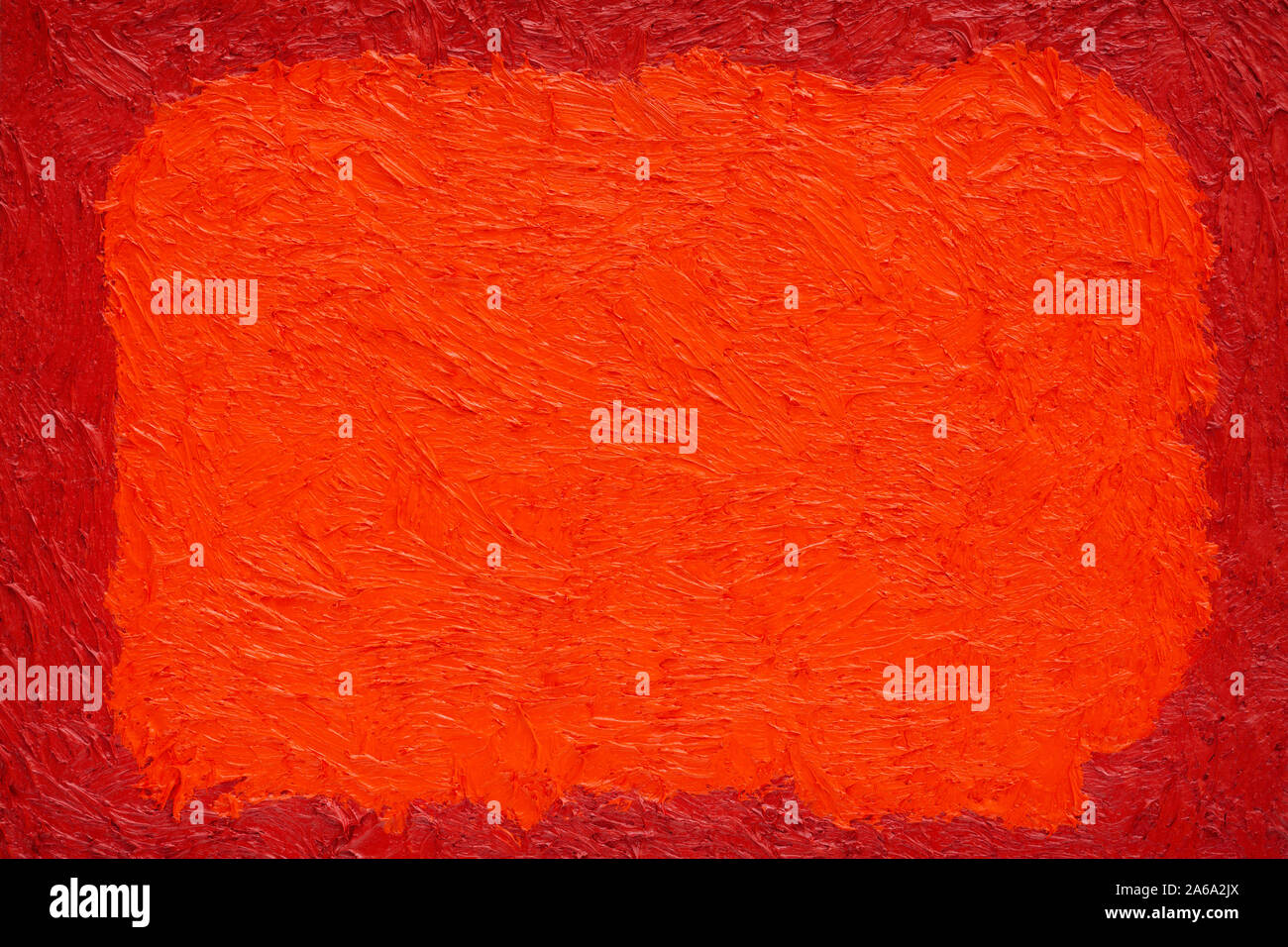 Couleur de l'huile et peint en rouge sur fond orange, peint avec de l'huile sur toile couleur réelle à la main Banque D'Images