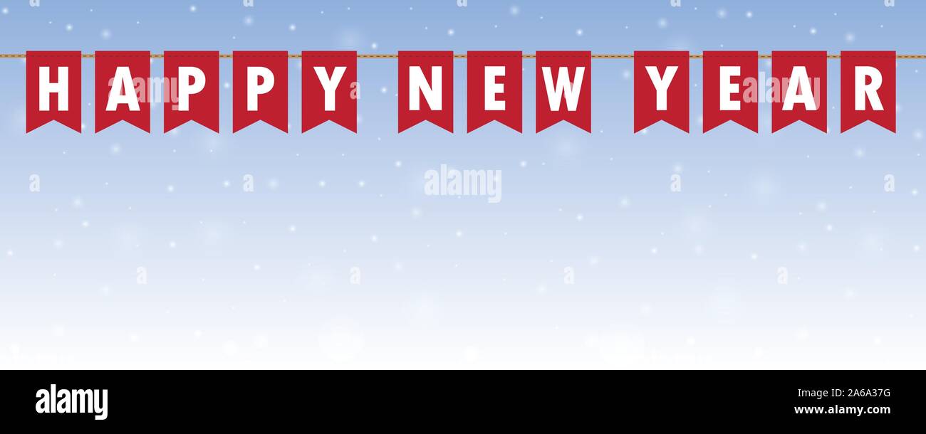Happy new year party red flags banner on snowy background vector illustration EPS10 Illustration de Vecteur